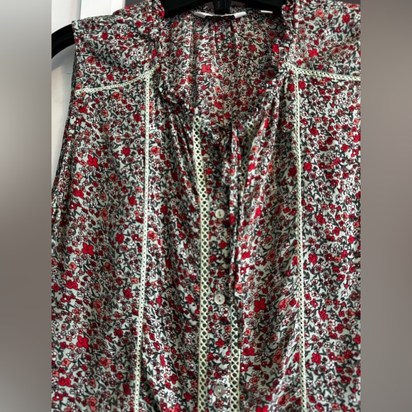 Floral Tie, Button-Up Blouse - Picture 5 of 7